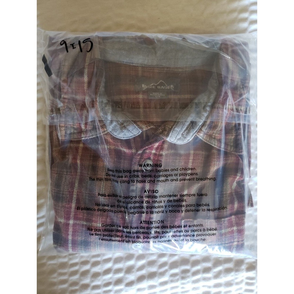 Eddie Bauer Flannel Size Large Plaid Button Down Outdoor‎ Wilderness Edition - Picture 7 of 7